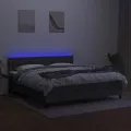 cadre de lit matelas LED Gris foncé 160x200 cm Tissu