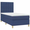 cadre de lit et matelas et LED Bleu 90x190 cm Tissu