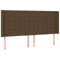 Tête de lit avec oreilles Marron foncé 203x16x118/128 cm Tissu
