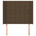 Tête de lit avec oreilles Marron foncé 103x16x118/128 cm Tissu