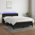 cadre de lit avec matelas LED Noir 140x190 cm Tissu
