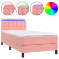 cadre de lit avec matelas et LED Rose 90x190 cm