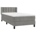 cadre de lit et matelas Gris clair 90x190 cm Velours