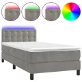 cadre de lit avec matelas et LED Gris clair 90x190cm