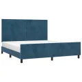 Cadre de lit avec tête de lit Bleu foncé 180x200 cm Velours
