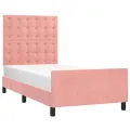 Cadre de lit avec tête de lit Rose 90x190 cm Velours