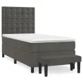cadre de lit et matelas Gris foncé 90x190 cm Velours