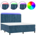 cadre de lit matelas et LED Bleu foncé 180x200 cm