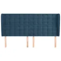 Tête de lit avec oreilles Bleu foncé 183x23x118/128 cm Velours