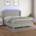 cadre de lit matelas LED Gris clair 180x200 cm Tissu