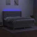 cadre de lit matelas LED Gris clair 180x200 cm Tissu