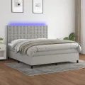cadre de lit et matelas et LED Gris clair 180x200 cm