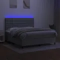 cadre de lit et matelas et LED Gris clair 180x200 cm