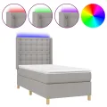 cadre de lit matelas LED Gris clair 90x190cm Tissu