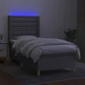 cadre de lit matelas LED Gris clair 90x190cm Tissu