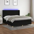 cadre de lit matelas et LED Noir 160x200 cm Tissu