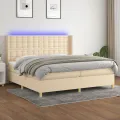 cadre de lit matelas et LED Crème 200x200 cm Tissu
