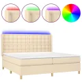 cadre de lit matelas et LED Crème 200x200 cm Tissu