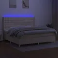 cadre de lit matelas et LED Crème 200x200 cm Tissu