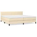 cadre de lit avec matelas Crème 200x200 cm Tissu