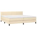 cadre de lit avec matelas Crème 200x200 cm Tissu