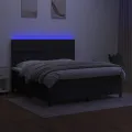 cadre de lit et matelas et LED Noir 160x200 cm Tissu