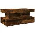 Table basse avec lumières LED chêne fumé 90x50x40 cm