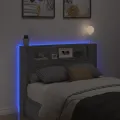 Armoire tête de lit avec LED sonoma gris 140x16,5x103,5 cm