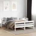 Cadre de lit avec tête de lit blanc 120x200 cm bois pin massif