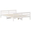 Cadre de lit avec tête de lit blanc 120x200 cm bois pin massif