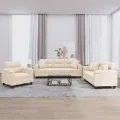 Ensemble de canapés 3 pcs avec coussins Beige Tissu microfibre