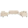 Ensemble de canapés 3 pcs avec coussins Beige Tissu microfibre