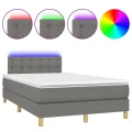 cadre de lit matelas LED gris foncé 120x190 cm tissu