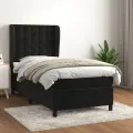 cadre de lit avec matelas Noir 90x200 cm Velours