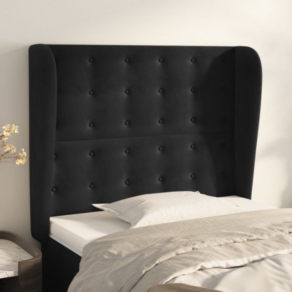 Tête de lit avec oreilles Noir 93x23x118/128 cm Velours