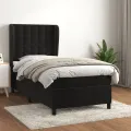 cadre de lit avec matelas Noir 90x190 cm Velours