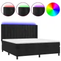 cadre de lit matelas et LED Noir 180x200 cm Velours
