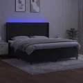 cadre de lit matelas et LED Noir 180x200 cm Velours
