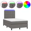 cadre de lit matelas LED gris 120x190 cm similicuir