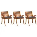 Chaises à dîner de jardin avec coussins 3 pcs Acacia massif