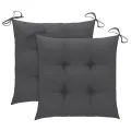 Chaises de jardin 2 pcs avec coussins anthracite Bois de teck