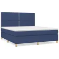 cadre de lit avec matelas Bleu 160x200 cm Tissu
