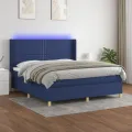 cadre de lit matelas et LED Bleu 160x200 cm Tissu