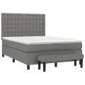 cadre de lit avec matelas Gris foncé 140x200cm Tissu