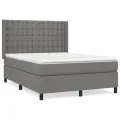 cadre de lit avec matelas Gris foncé 140x200cm Tissu