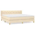 cadre de lit avec matelas Crème 160x200 cm Tissu