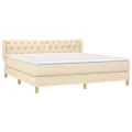 cadre de lit avec matelas Crème 160x200 cm Tissu