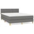 cadre de lit avec matelas Gris foncé 140x190cm Tissu
