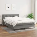 cadre de lit avec matelas Gris foncé 140x200cm Tissu