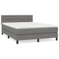 cadre de lit avec matelas Gris foncé 140x200cm Tissu
